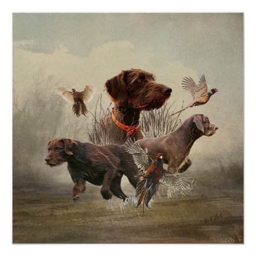 Pudelpointers Hunting pheasant  Poster