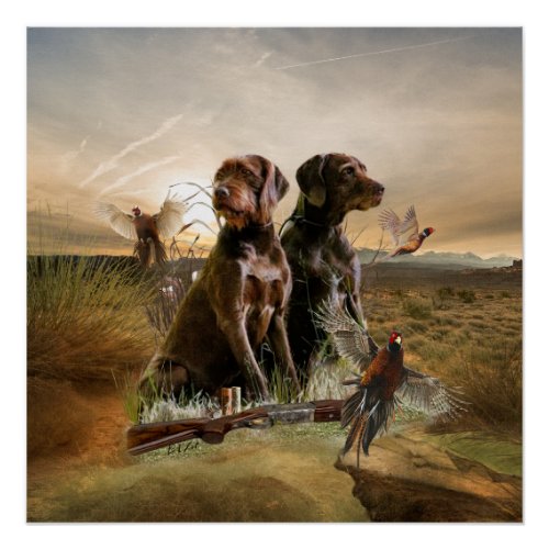 Pudelpointers Hunting pheasant        Poster