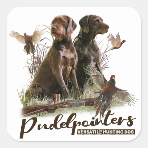 Pudelpointers Hunting pheasant  Square Sticker