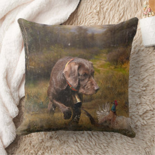 Pudelpointers, Hunting pheasant Throw Pillow