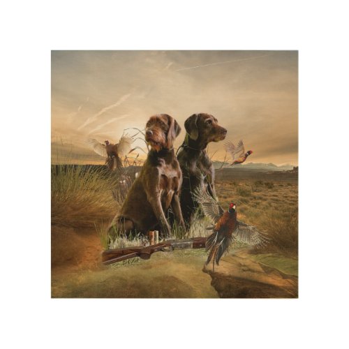 Pudelpointers Hunting pheasant       Wood Wall Art