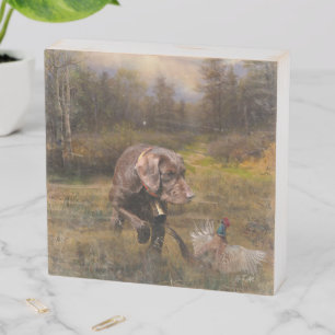 Pudelpointers, Hunting pheasant Wooden Box Sign