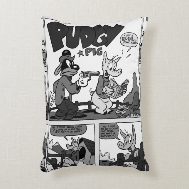 "PUDGY Pig" Comic Strip Pillow (Front(Vertical))