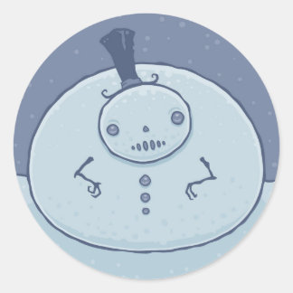 Pudgy Snowman Classic Round Sticker