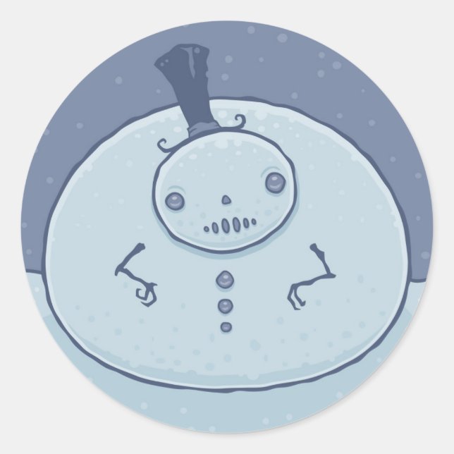 Pudgy Snowman Classic Round Sticker (Front)