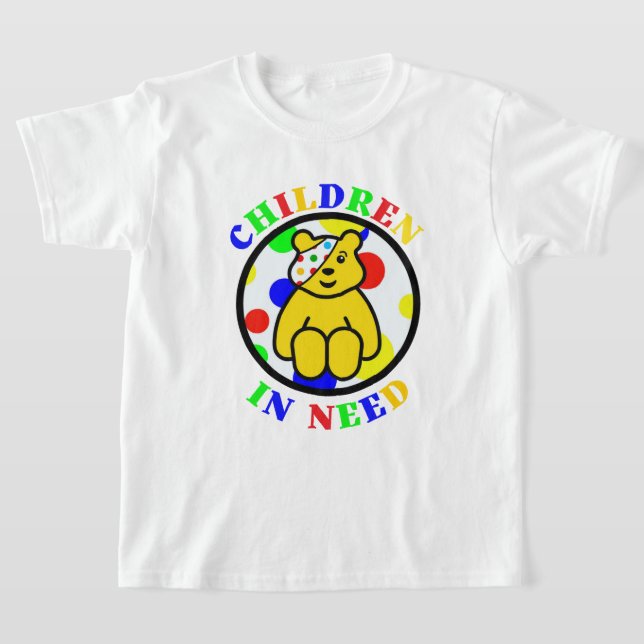 Pudsey Bear Face Kids-Funny T-Shirt (Laydown)