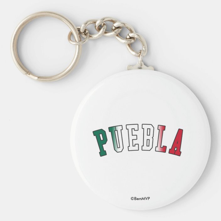 Puebla in Mexico National Flag Colors Keychain