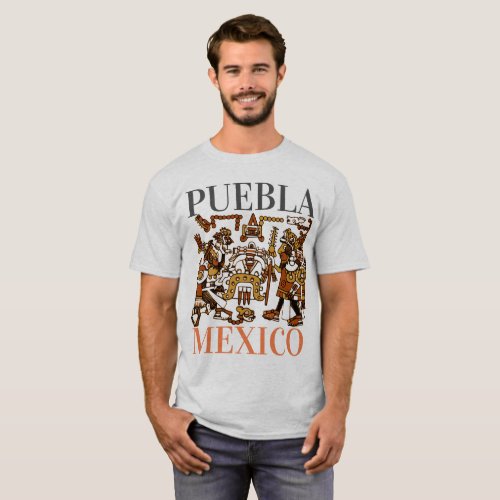 Puebla Mexico Aztec Design mens T_Shirt