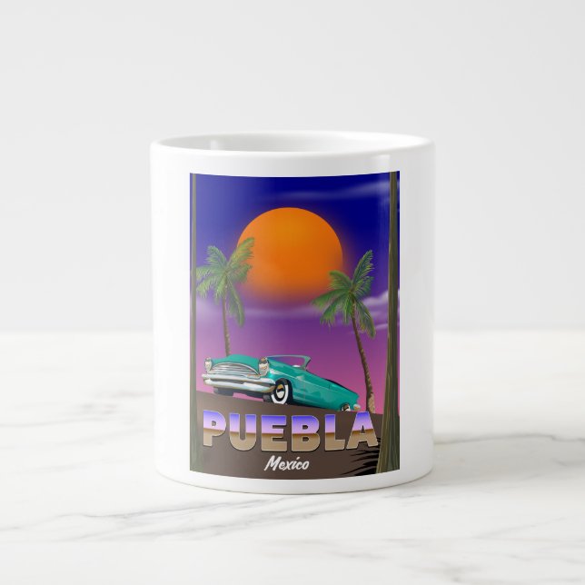 Puebla Mexico, holiday poster Giant Coffee Mug (Front)