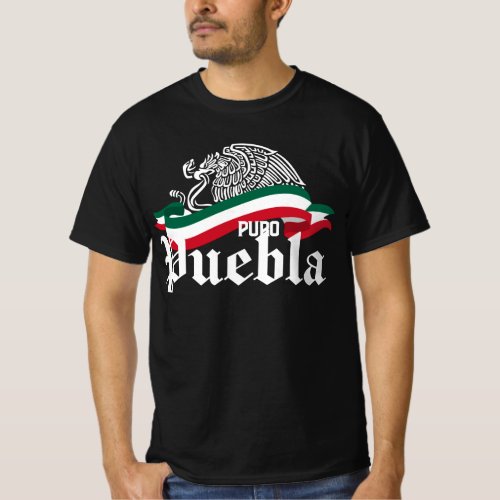 Puebla Mexico _ Puro Puebla Flag Eagle T_Shirt