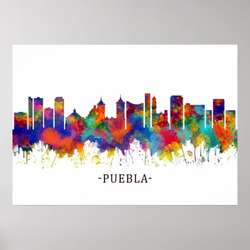 Puebla Mexico Skyline Poster