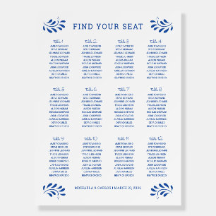 Puebla Style Blue Wedding Seating Chart 2 Foam Board