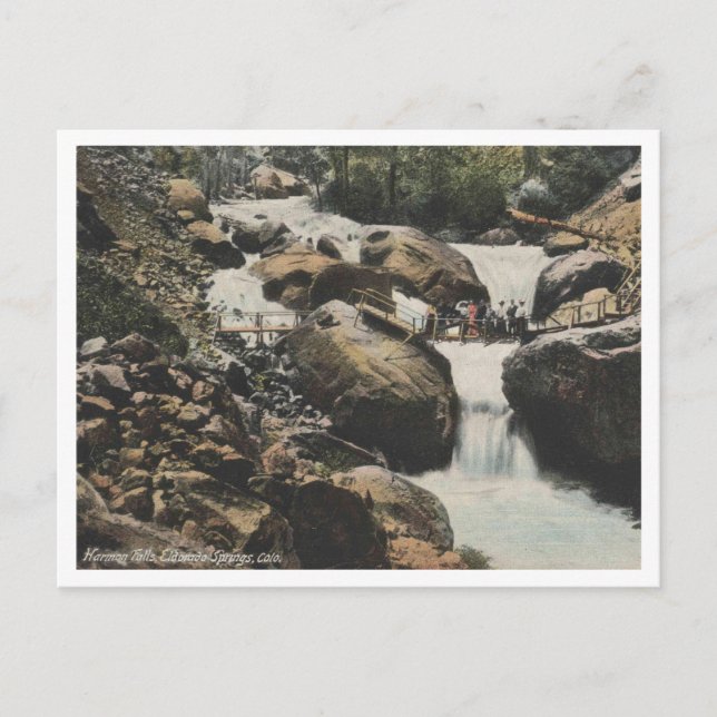 Pueblo CO, Harmon Falls, Eldorado Springs 1909 Postcard (Front)