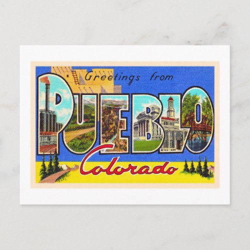 Pueblo Colorado CO Vintage Large Letter Postcard