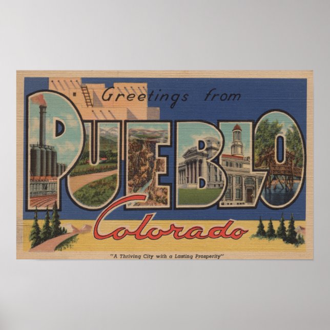 Pueblo, Colorado - Large Letter Scenes 2 Poster (Front)