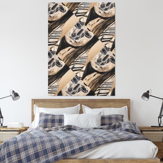 Pueblo Girl Charcoal Sketch by Ayasha Canvas Print (Insitu(Bedroom))