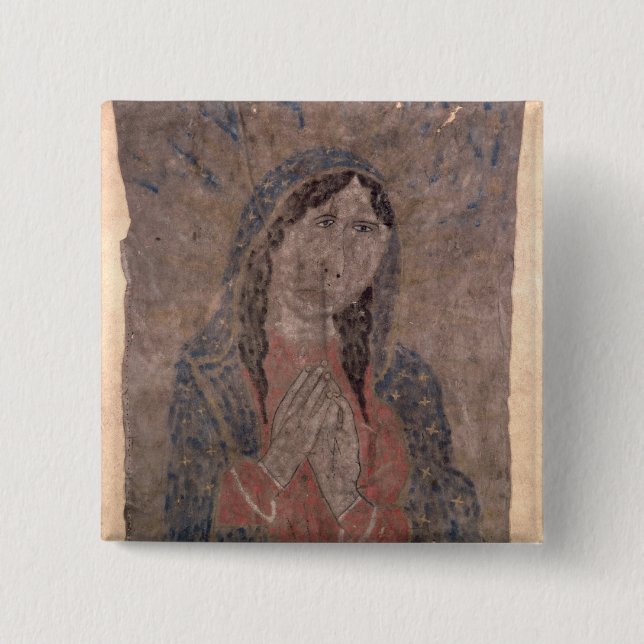 Pueblo Indian hide Painting of a Madonna, 1675 Pinback Button (Front)