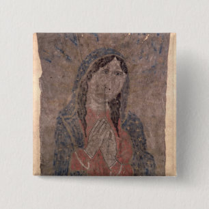 Pueblo Indian hide Painting of a Madonna, 1675 Pinback Button