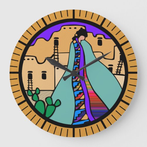 Pueblo Native American Southwest Design Large Clock