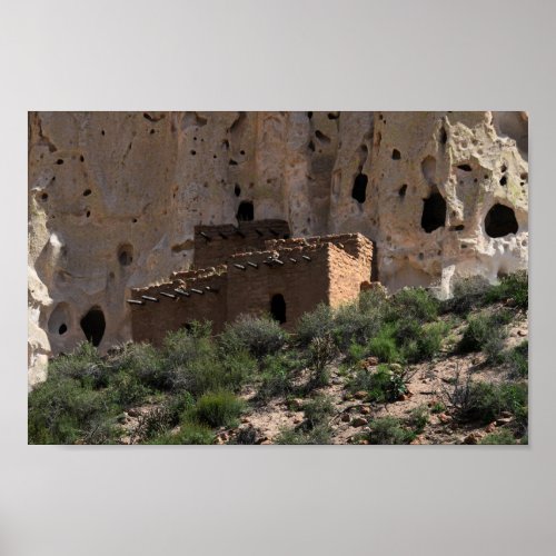 Pueblo Ruins in Bandelier National Monument NM Poster