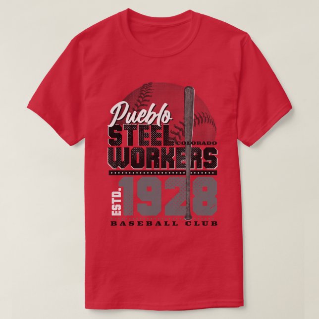 Pueblo Steel Workers Baseball T-Shirt (Design Front)