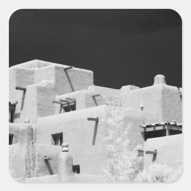 Pueblo style adobe Inn at Loretto, Santa Fe, New Square Sticker (Front)