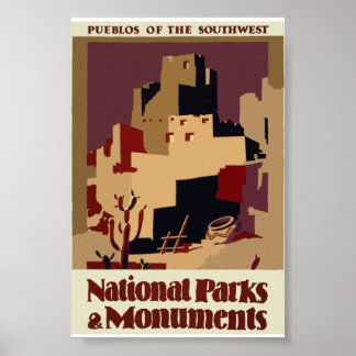 Pueblos of the Southwest Vintage Travel Poster