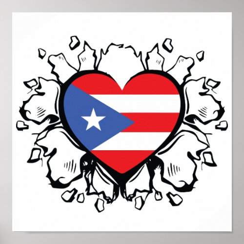 Puero Rico Flag Boricua Cute Simple Poster