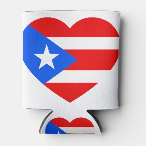 Puert Rico Flag Puerto Rican Love Heart Can Cooler