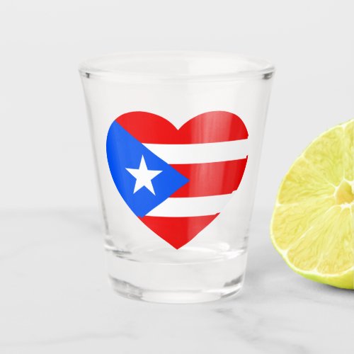 Puert Rico Flag Puerto Rican Love Heart  Shot Glass