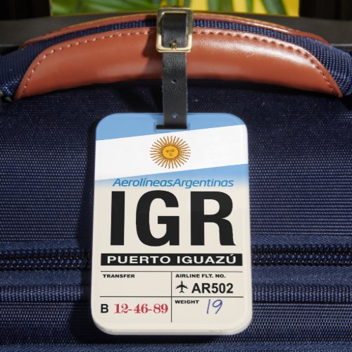 Puerto Iguaz IGR Argentina Airline Luggage Tag