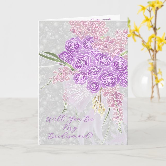 Puerto Mader Sheer Bow  Will You Be My Bridesmaid  Card (Yellow Flower)