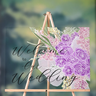 Puerto Madero Sheer Lilac Bow and Bouquet Acrylic Sign