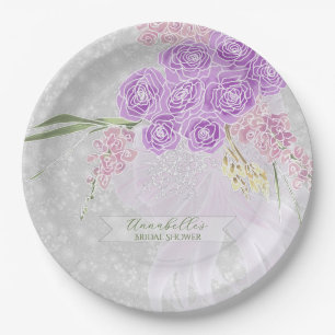 Puerto Madero Sheer Lilac Bow and Bouquet Paper Plates