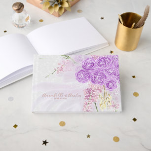 Puerto Madero sheer lilac bow on soft grey Foil Guest Book