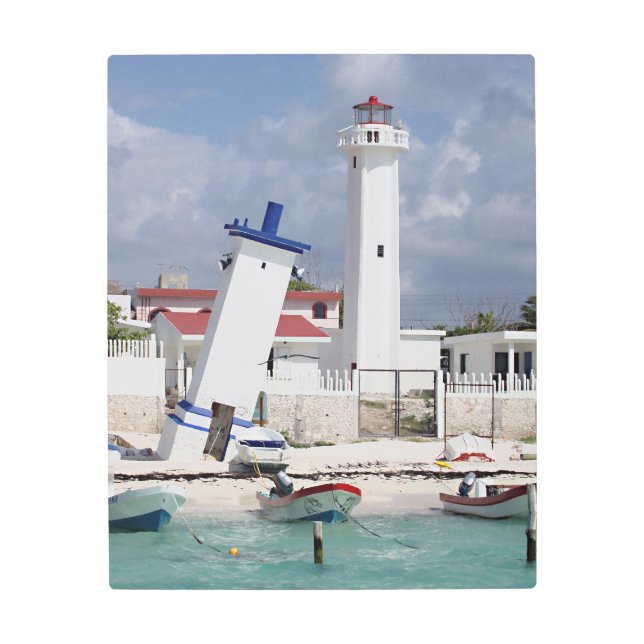 Puerto Morelos Lighthouse Metal Print (Front)