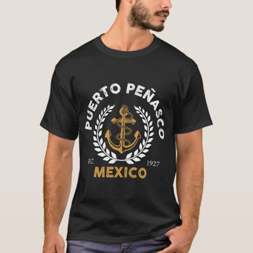 Puerto Peasco Mexico Beach anchor Retro Vintage T_Shirt