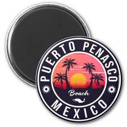 Puerto Peasco Mexico Beach Navy Retro Sunset Magnet