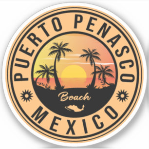 Puerto Peñasco Mexico Beach Retro Sunset 80s Sticker