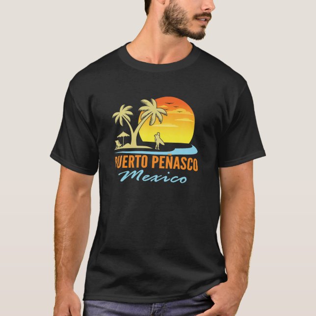 Puerto Penasco Mexico Beach Sunset Palm Trees Ocea T-Shirt (Front)
