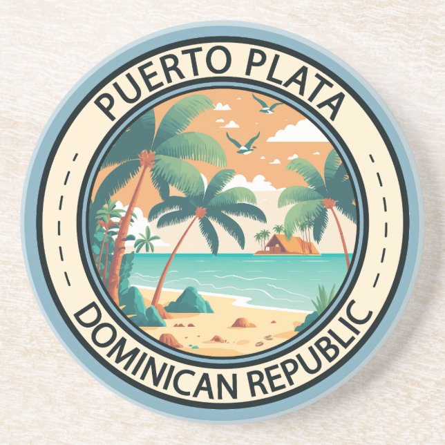 Puerto Plata Dominican Republic Hut Badge Coaster (Front)