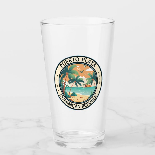 Puerto Plata Dominican Republic Hut Badge Glass (Front)
