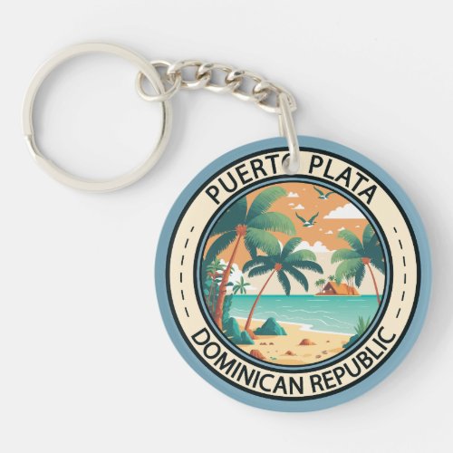 Puerto Plata Dominican Republic Hut Badge Keychain