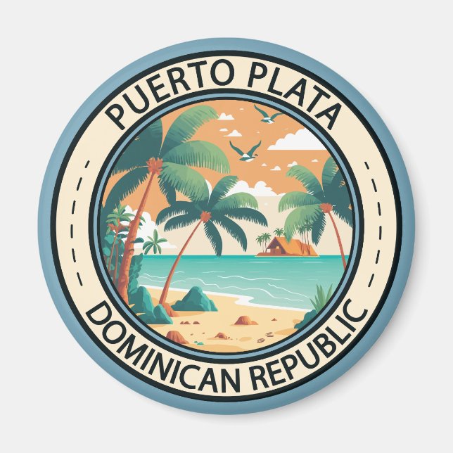 Puerto Plata Dominican Republic Hut Badge Magnet (Front)