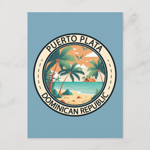Puerto Plata Dominican Republic Hut Badge Postcard