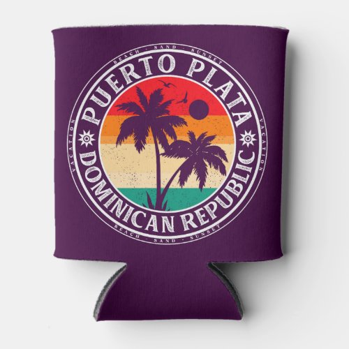 Puerto Plata Dominican Republic Retro Palm Trees Can Cooler