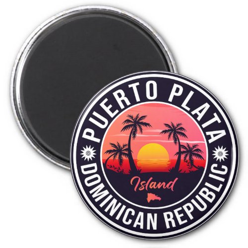 Puerto Plata Dominican Republic Retro Sunset 60s Magnet