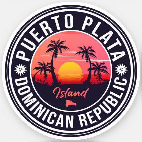 Puerto Plata Dominican Republic Retro Sunset 60s Sticker