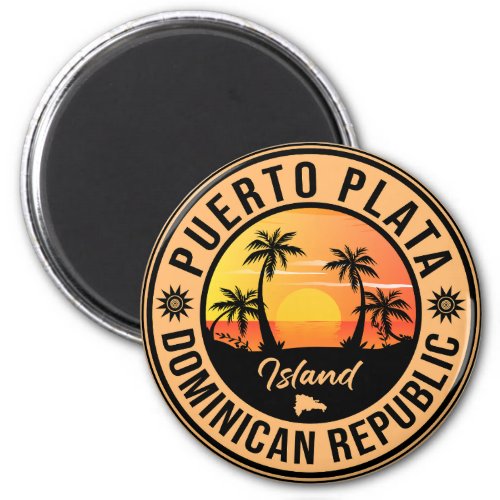 Puerto Plata Dominican Republic Retro Sunset Magnet