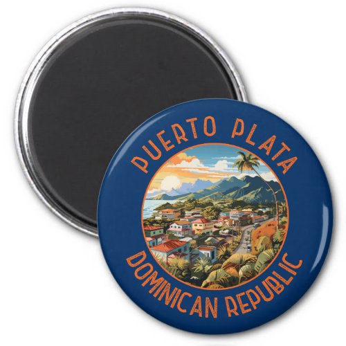Puerto Plata Dominican Republic Sunset Retro Magnet
